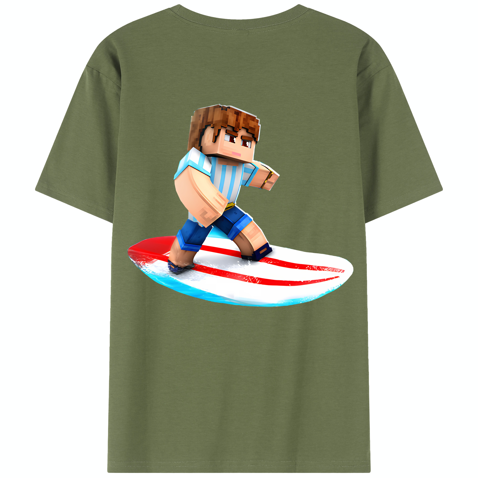 （画像用） マインクラフト ブロックの世界 Minecraft MC Block world 綿100％半袖Tシャツ（背面プリント）